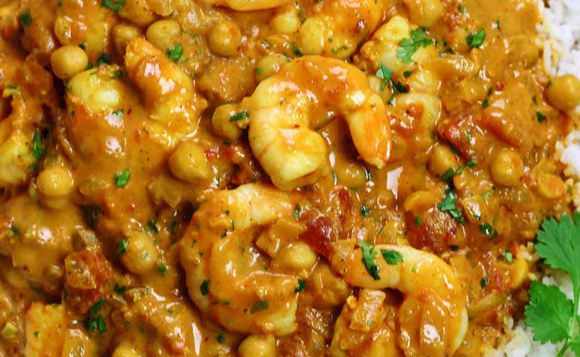 মটর চিংড়ি ভুনা