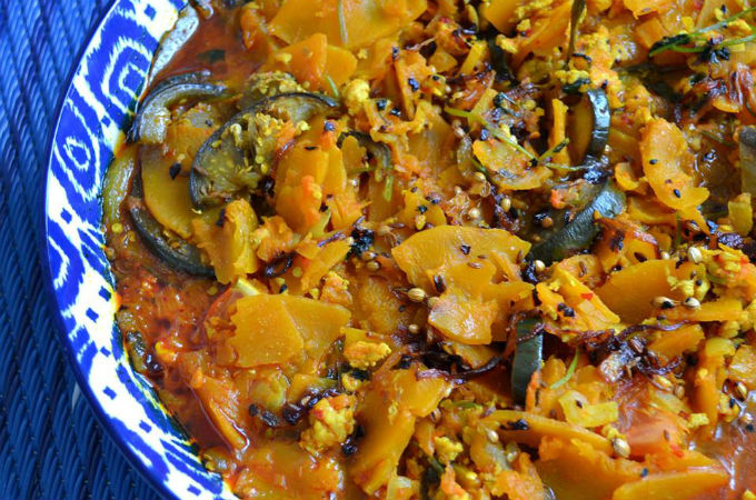 কিমা দিয়ে মিষ্টি কুমড়ার সবজি